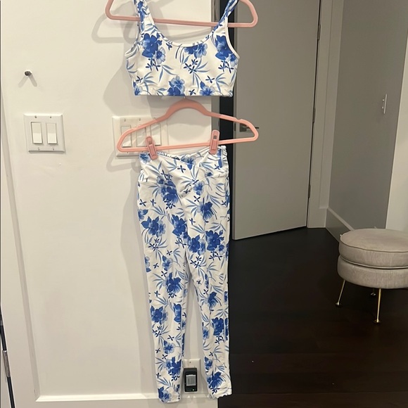 LoveShackFancy Pants - LoveShackFancy Blue and White Floral Leggings